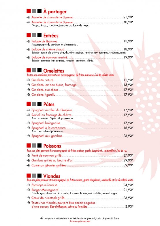 carte A Casa Nostra Risoul entrées
