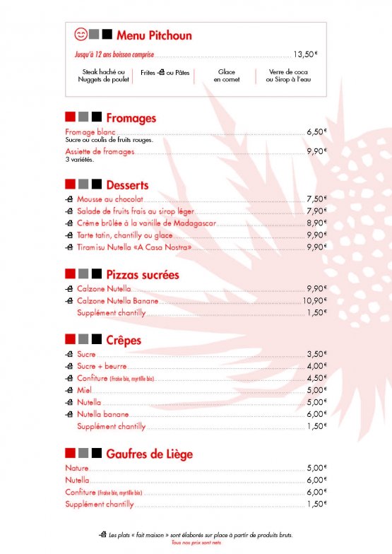 carte A Casa Nostra Risoul spécialités