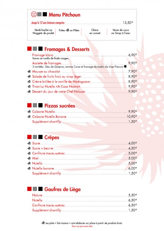 carte A Casa Nostra Risoul spécialités